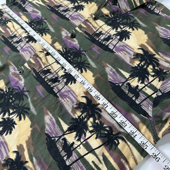 Vtg Roper Button Up Shirt Mens Sz M Cowboys Palm Trees Sunset Graphic Hawaiian - Picture 10 of 11